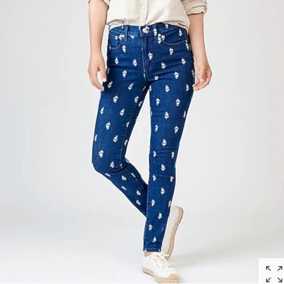 J.Crew Denim - J. Crew 9" High-Rise Toothpick Jean in Block Print‎ 28